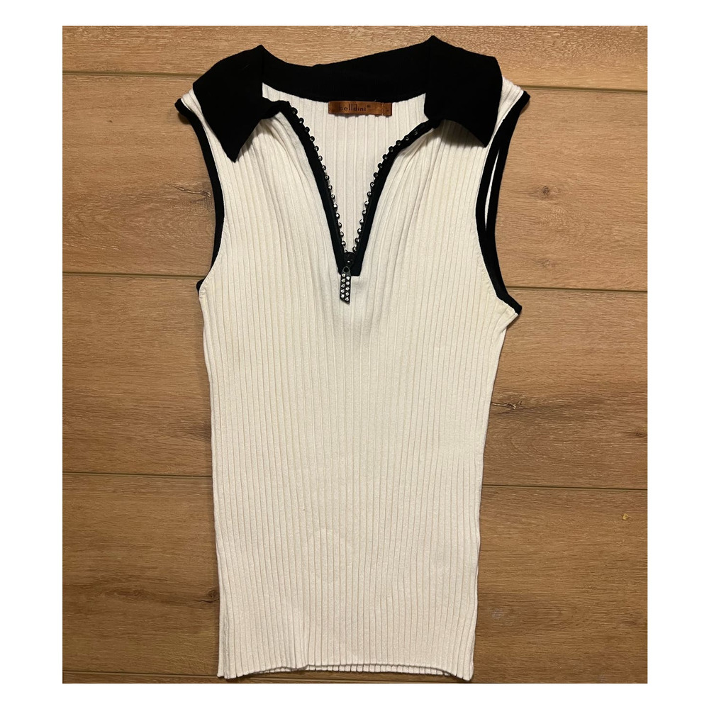 Collard Ribbed Slim Fit Top - Picture 2 of 4